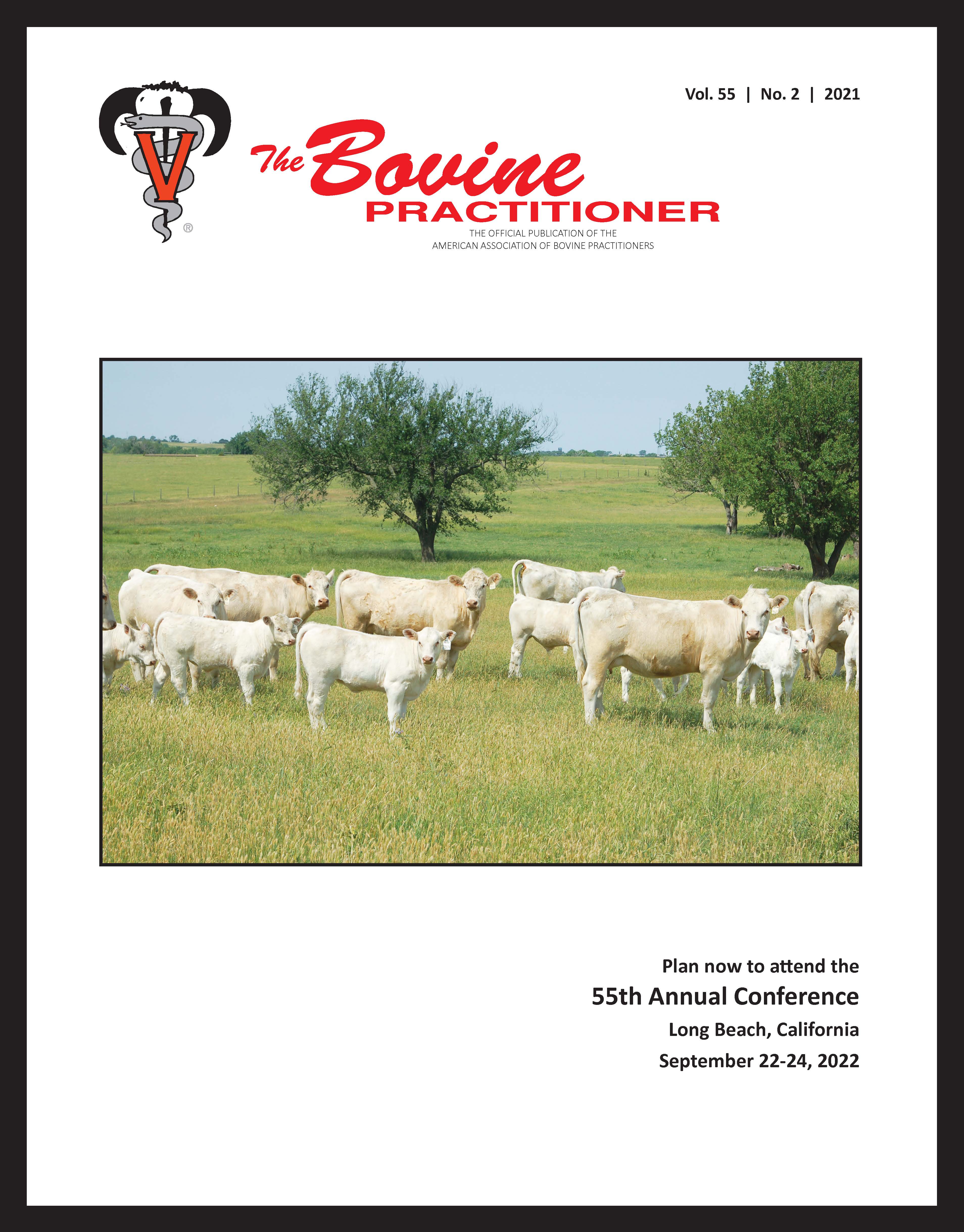 Cover image of 55th Volume, No. 2 of the Bovine Practitioner: courtesy of Chisolm Kinder, editor of Oklahoma Cowman Magazine, the official publication of the Oklahoma Cattlemen's Association.