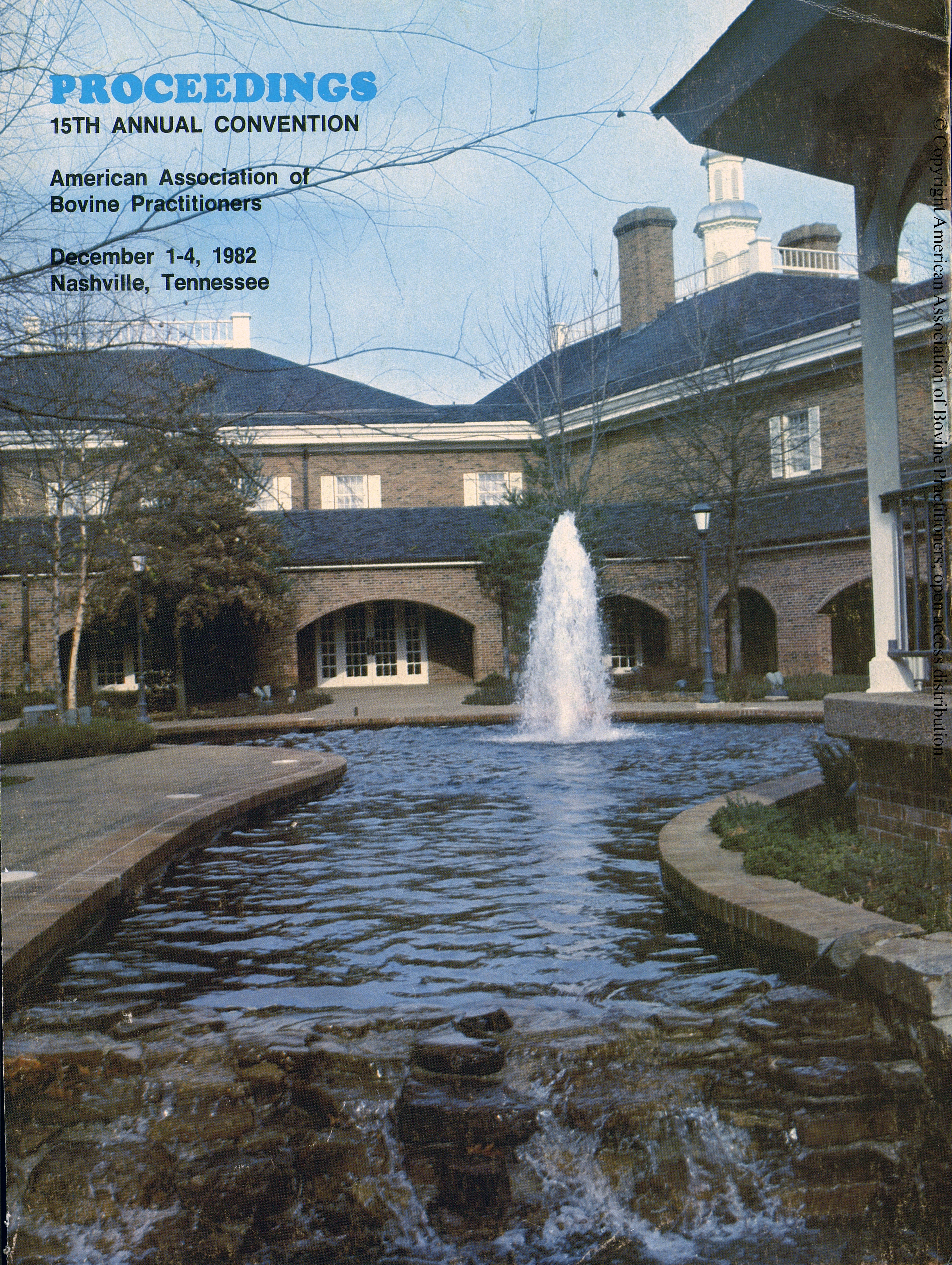 Cover image of the Proceedings of the 15th Annual Convention: Cover image is a photo of a outdoor plaza at the Opryland Hotel with a fountain and river rocks, the journal title and conference information is written in the upper left hand corner.